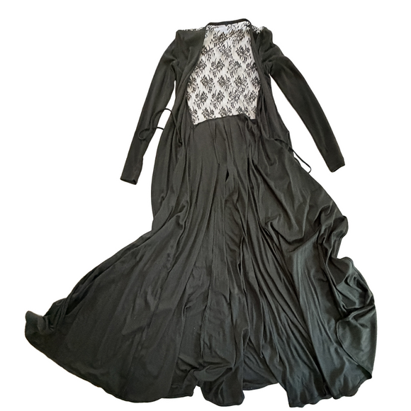 Floor Length Long Black Lace Duster Cardigan Witchy Regalcore Gothic vampire - Picture 5 of 8